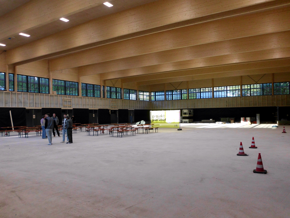 Im Inneren der künftigen Sporthalle